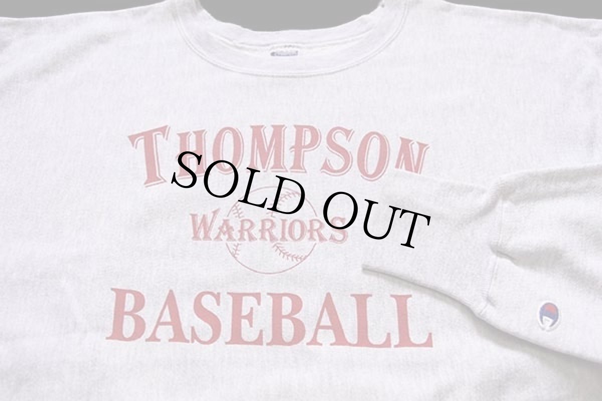 画像3: 00s メキシコ製 Championチャンピオン THOMPSON WARRIORS BASEBALL リバースウィーブ スウェット 杢グレー XXL★特大 (3)