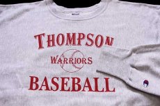 画像3: 00s メキシコ製 Championチャンピオン THOMPSON WARRIORS BASEBALL リバースウィーブ スウェット 杢グレー XXL★特大 (3)