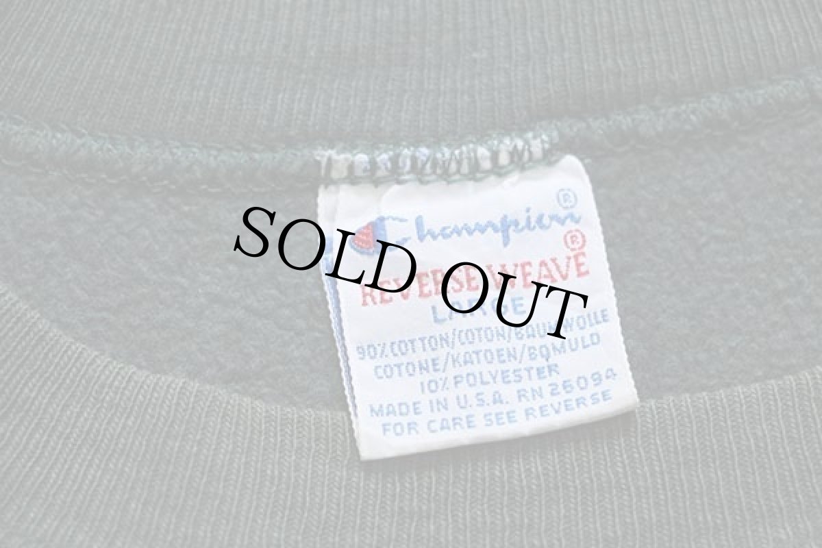 画像4: 90s USA製 Championチャンピオン スクリプト ビッグロゴ刺繍 カットオフ リバースウィーブ スウェット 緑 L (4)