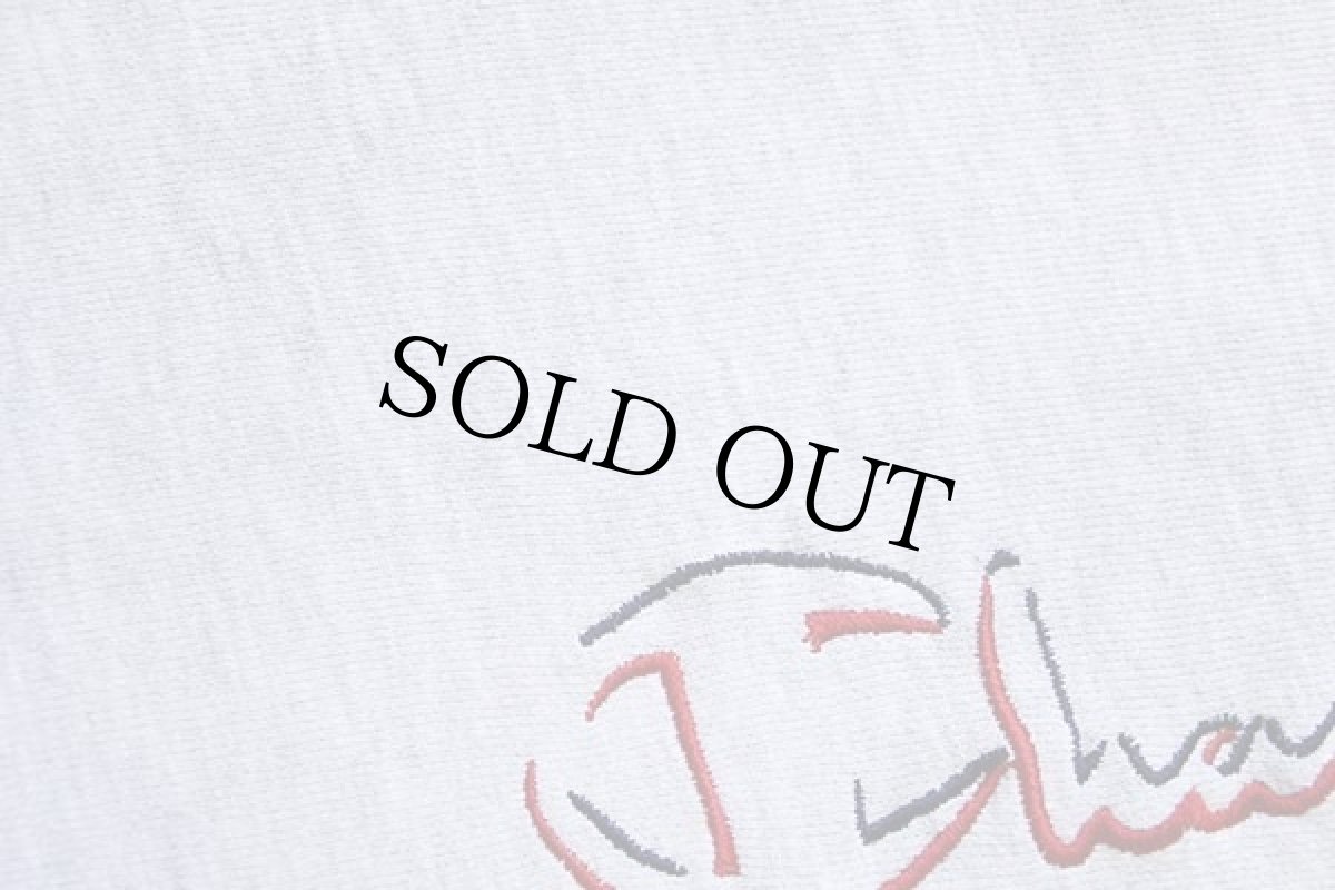 画像6: 90s USA製 Championチャンピオン スクリプト ビッグロゴ刺繍 リブライン リバースウィーブ スウェット 杢グレー×紺 M (6)