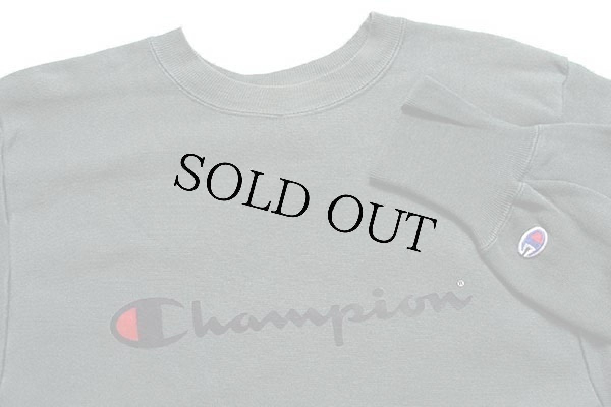 画像3: 90s USA製 Championチャンピオン スクリプト ビッグロゴ 内縫い リバースウィーブ スウェット 緑 L (3)