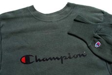 画像3: 90s USA製 Championチャンピオン スクリプト ビッグロゴ 内縫い リバースウィーブ スウェット 緑 L (3)
