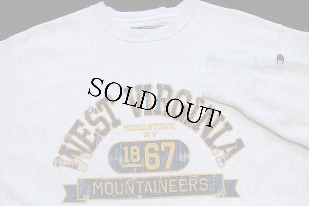 画像3: 00s メキシコ製 Championチャンピオン WEST VIRGINIA MOUNTAINEERS リバースウィーブ スウェット 杢ライトグレー M (3)