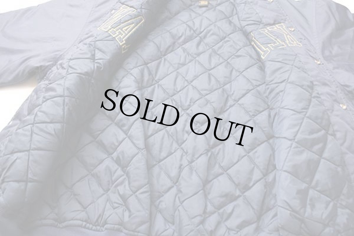 画像5: 90s FRANKLIN パッチ キルティングライナー ナイロンスタジャン 紺 XL (5)