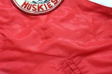 画像7: 80s NOTRE DAME HUSKIES パッチ付き キルティングライナー ナイロンスタジャン 赤 (7)