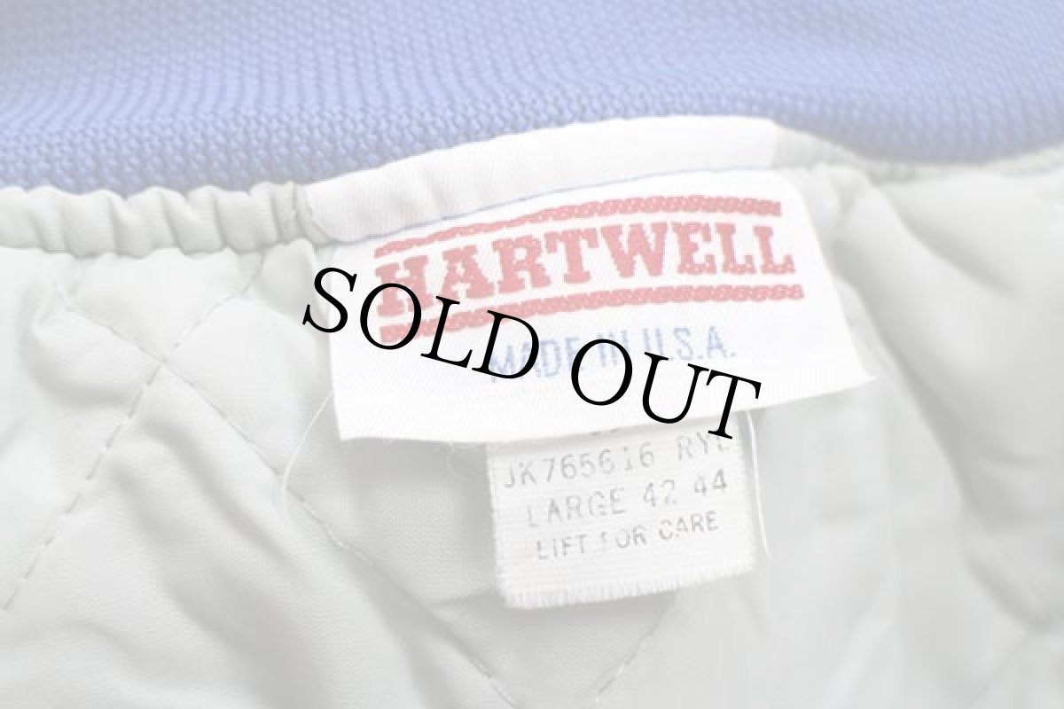 画像4: 90s USA製 RAVENSWOOD 刺繍 ツートン キルティングライナー フリース×ナイロンスタジャン 杢ライトグレー×青 L (4)