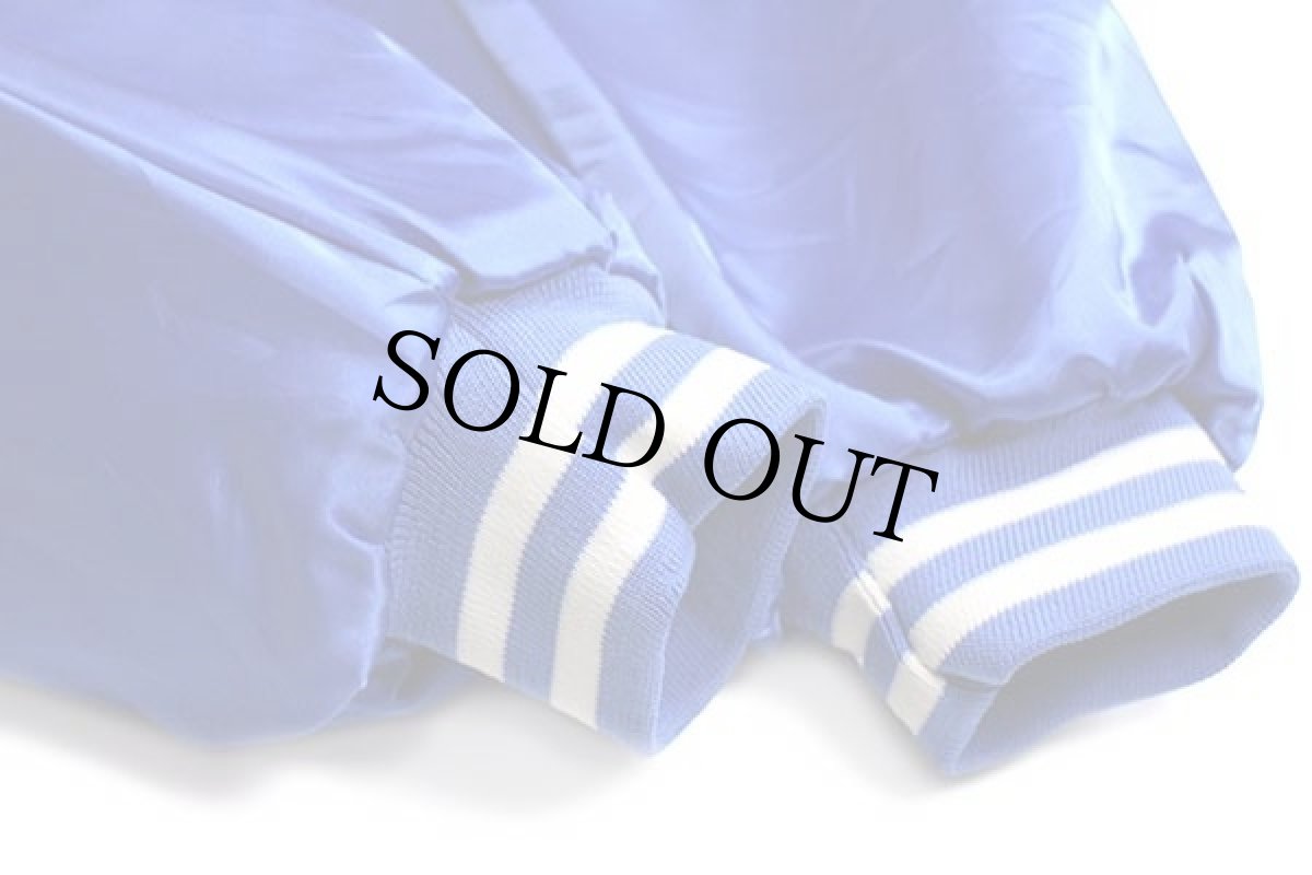 画像7: 90s USA製 RAVENSWOOD 刺繍 ツートン キルティングライナー フリース×ナイロンスタジャン 杢ライトグレー×青 L (7)