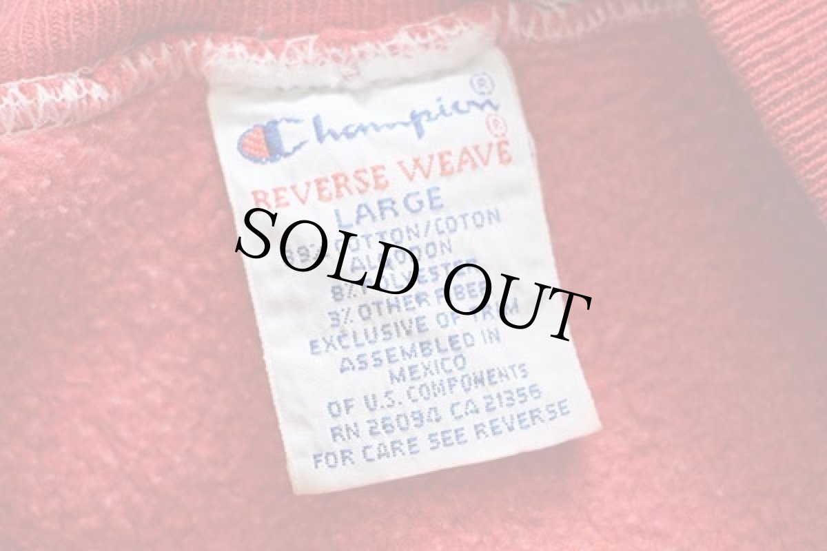 画像4: 90s メキシコ製 Championチャンピオン 無地 目無し リバースウィーブ スウェット 後染め 杢レッド L★ブランク (4)