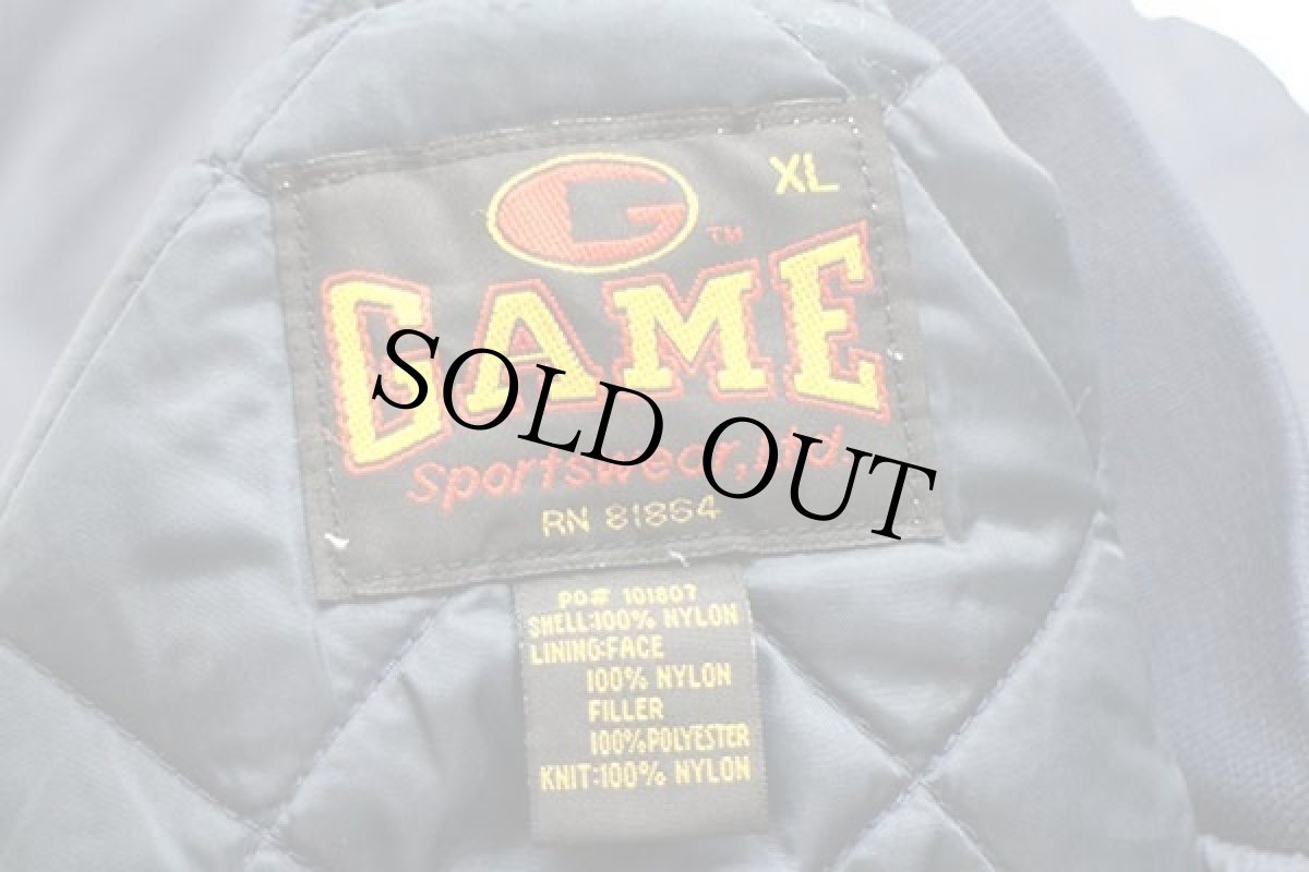 画像4: 90s FRANKLIN パッチ キルティングライナー ナイロンスタジャン 紺 XL (4)