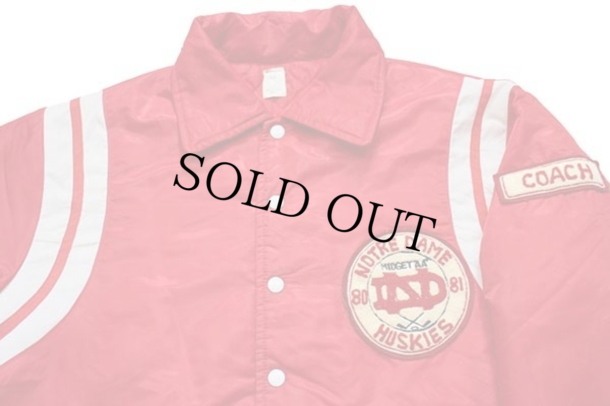 画像3: 80s NOTRE DAME HUSKIES パッチ付き キルティングライナー ナイロンスタジャン 赤 (3)