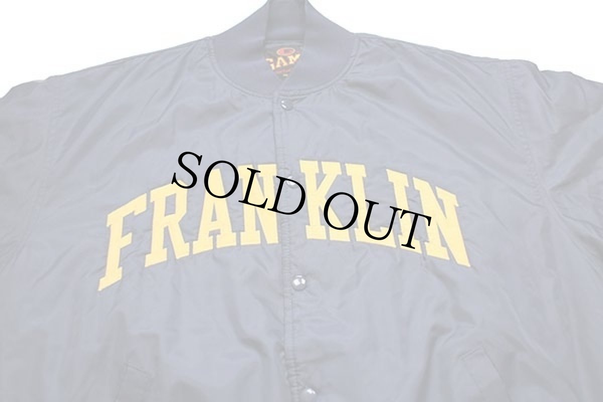 画像3: 90s FRANKLIN パッチ キルティングライナー ナイロンスタジャン 紺 XL (3)