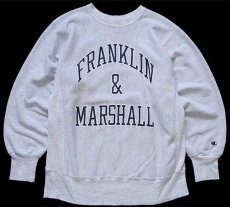 画像1: 90s メキシコ製 Championチャンピオン FRANKLIN & MARSHALL ひび割れプリント リバースウィーブ スウェット 杢グレー L (1)