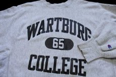 画像3: 90s USA製 Championチャンピオン WARTBURG 65 COLLEGE 三段中抜き リバースウィーブ スウェット 杢グレー XXL★特大 (3)