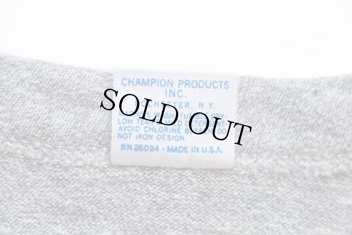画像5: 70s USA製 Championチャンピオン WILLISTON BASEBALL 染み込みプリント 88/12 Tシャツ 杢グレー L (5)