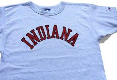 画像1: 90s USA製 Championチャンピオン INDIANA 染み込みプリント Tシャツ 杢ブルー L (1)