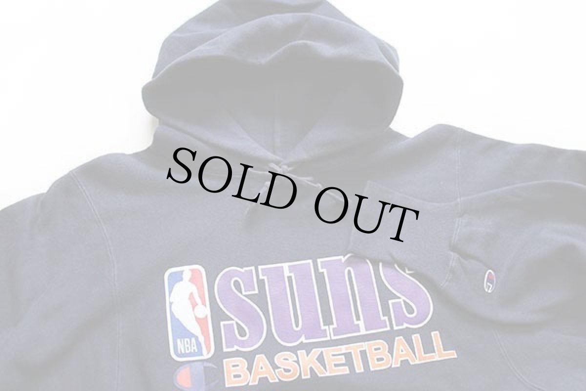 画像3: 90s メキシコ製 Championチャンピオン NBA suns BASKETBALL リバースウィーブ スウェットパーカー 紺 M (3)