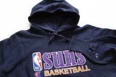 画像3: 90s メキシコ製 Championチャンピオン NBA suns BASKETBALL リバースウィーブ スウェットパーカー 紺 M (3)