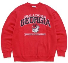 画像1: 90s USA製 Leeリー GEORGIA BULLDOGS ブルドッグ マスコット スウェット 赤 L (1)