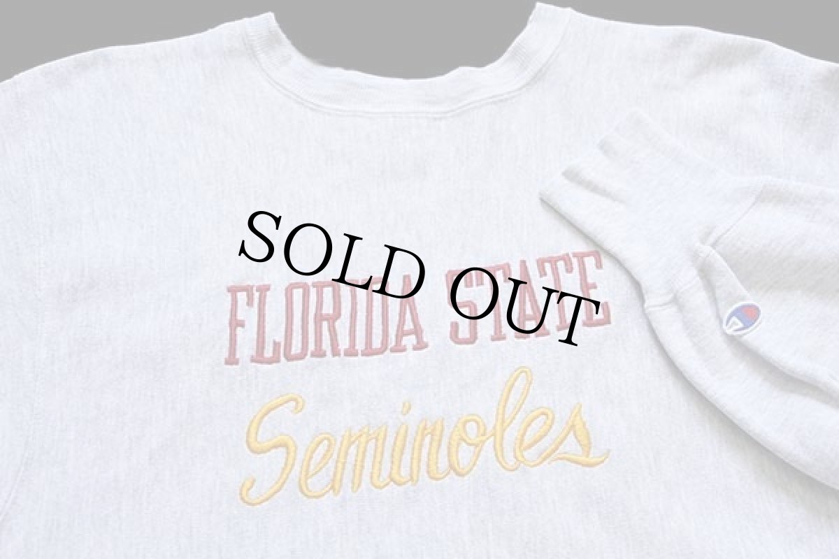 画像3: 90s USA製 Championチャンピオン FLORIDA STATE Seminoles 刺繍 リバースウィーブ スウェット 杢グレー XL (3)
