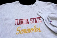 画像3: 90s USA製 Championチャンピオン FLORIDA STATE Seminoles 刺繍 リバースウィーブ スウェット 杢グレー XL (3)