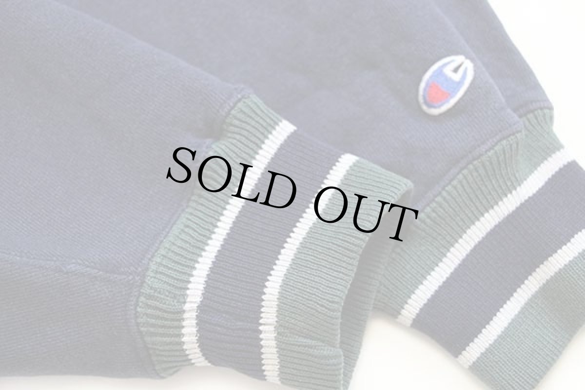 画像6: 90s USA製 Championチャンピオン MORGAN ひび割れプリント リブライン リバースウィーブ スウェット 紺×緑 L (6)