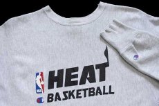 画像3: 90s USA製 Championチャンピオン NBA HEAT BASKETBALL リバースウィーブ スウェット 杢グレー XL (3)