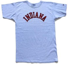 画像2: 90s USA製 Championチャンピオン INDIANA 染み込みプリント Tシャツ 杢ブルー L (2)