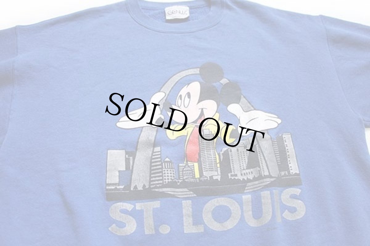 画像4: 90s USA製 ミッキー マウス ST.LOUIS スウェット 青 XL (4)