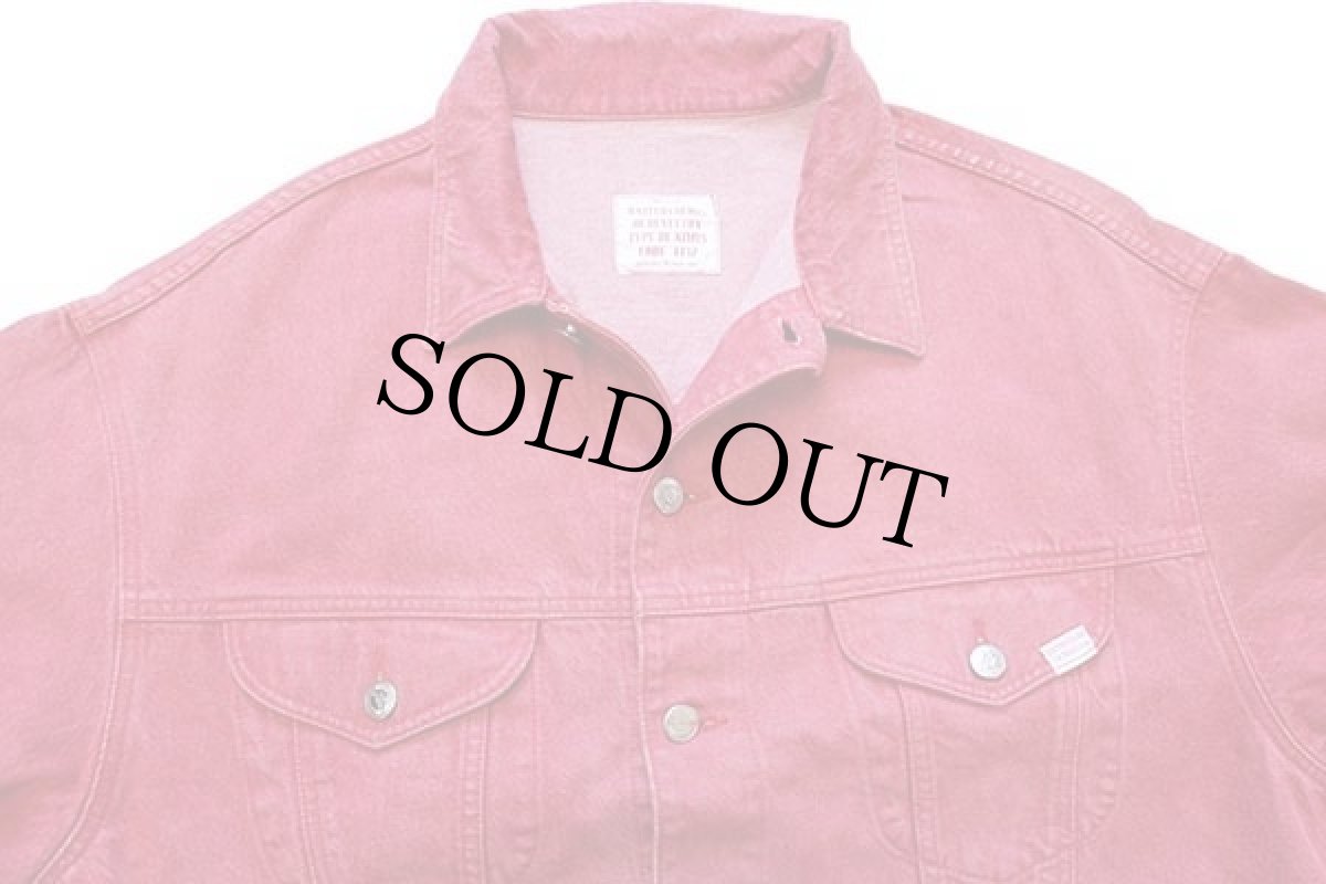 画像3: 90s イタリア製 BENETTONベネトン 先染め カラーデニムジャケット 4ポケット 薄赤 54 (3)