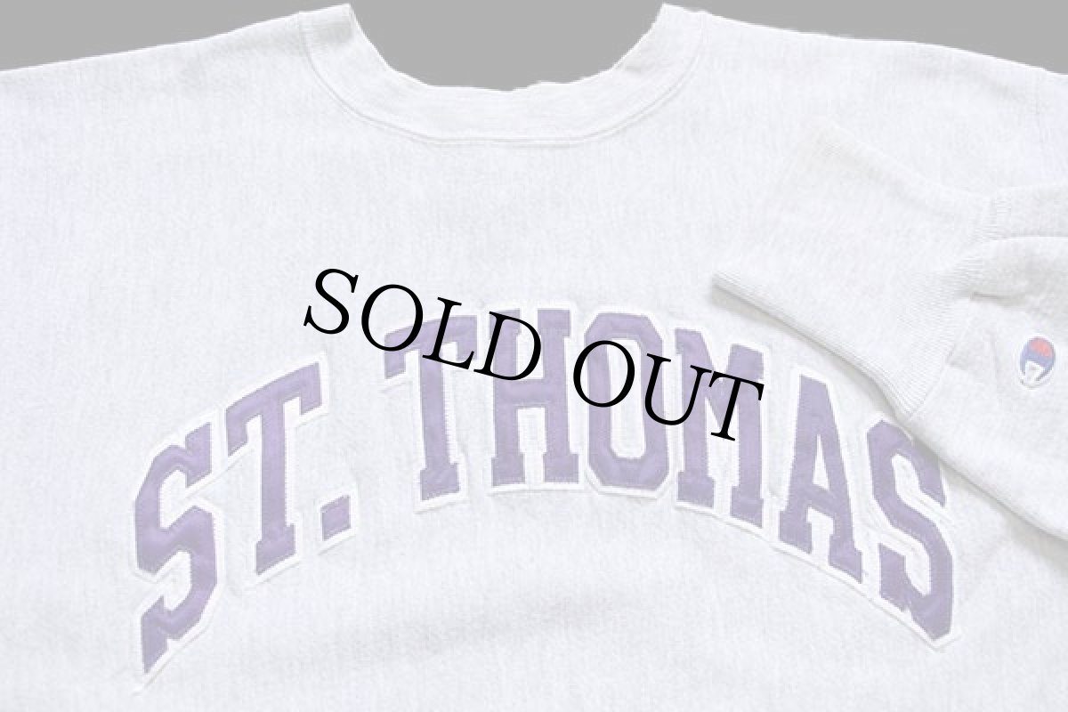 画像3: 90s USA製 Championチャンピオン ST.THOMAS パッチ付き リバースウィーブ スウェット 杢グレー XL (3)