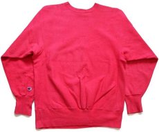 画像2: 90s USA製 Championチャンピオン ワンポイント スクリプト ロゴ刺繍 リバースウィーブ スウェット ピンク L (2)