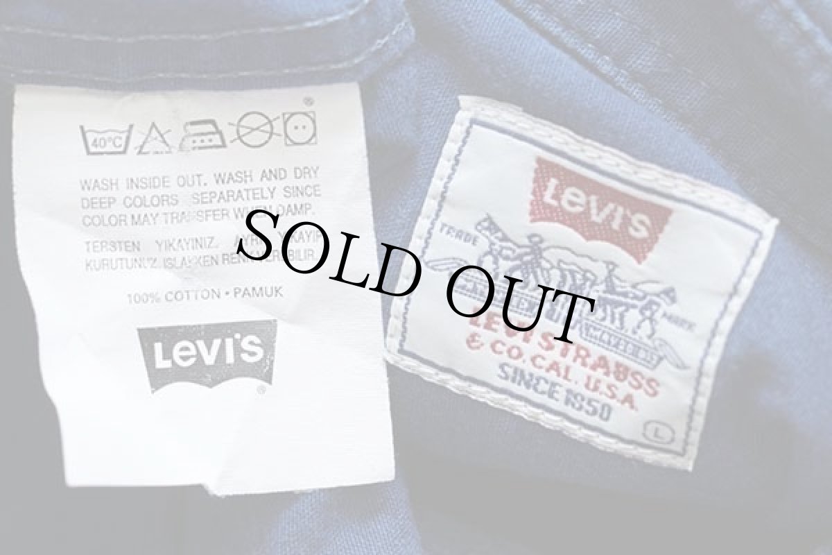 画像4: 90s Levi'sリーバイス 無地 ボタンダウン コットンシャツ インディゴ L★ユーロ (4)