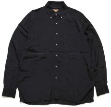 画像1: 90s Ingraw 無地 ボタンダウン レーヨンシャツ 黒 16.5 (1)