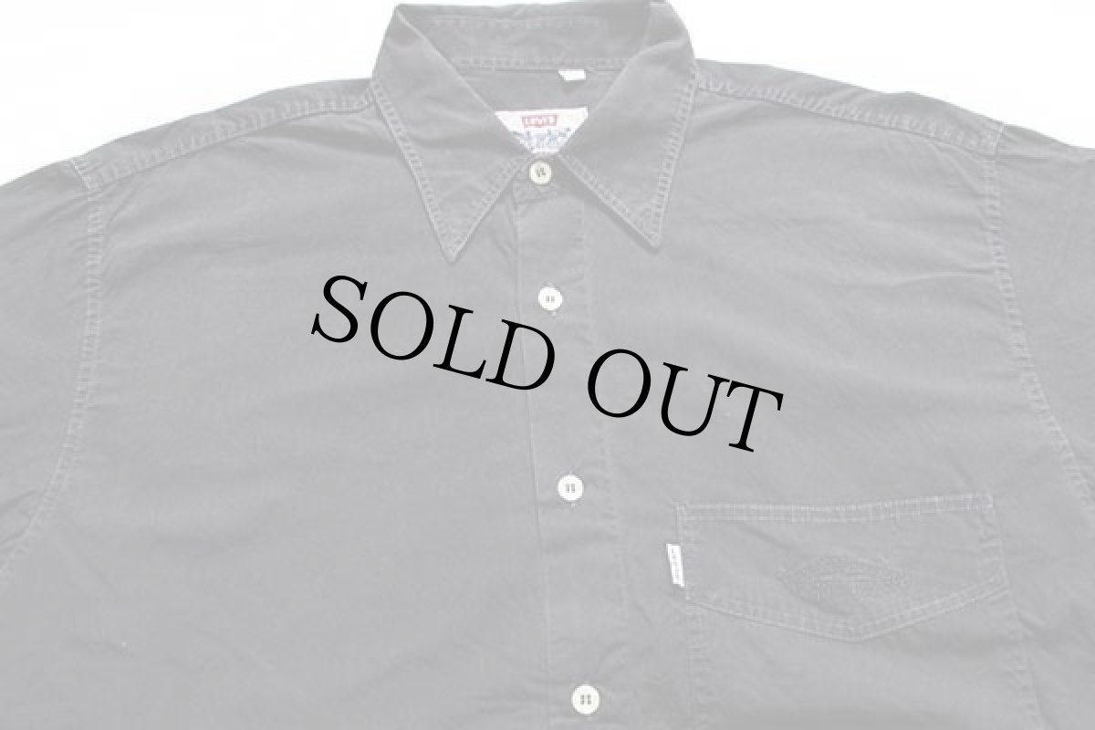 画像3: 90s Levi'sリーバイス コットンポプリンシャツ 黒★ユーロ (3)