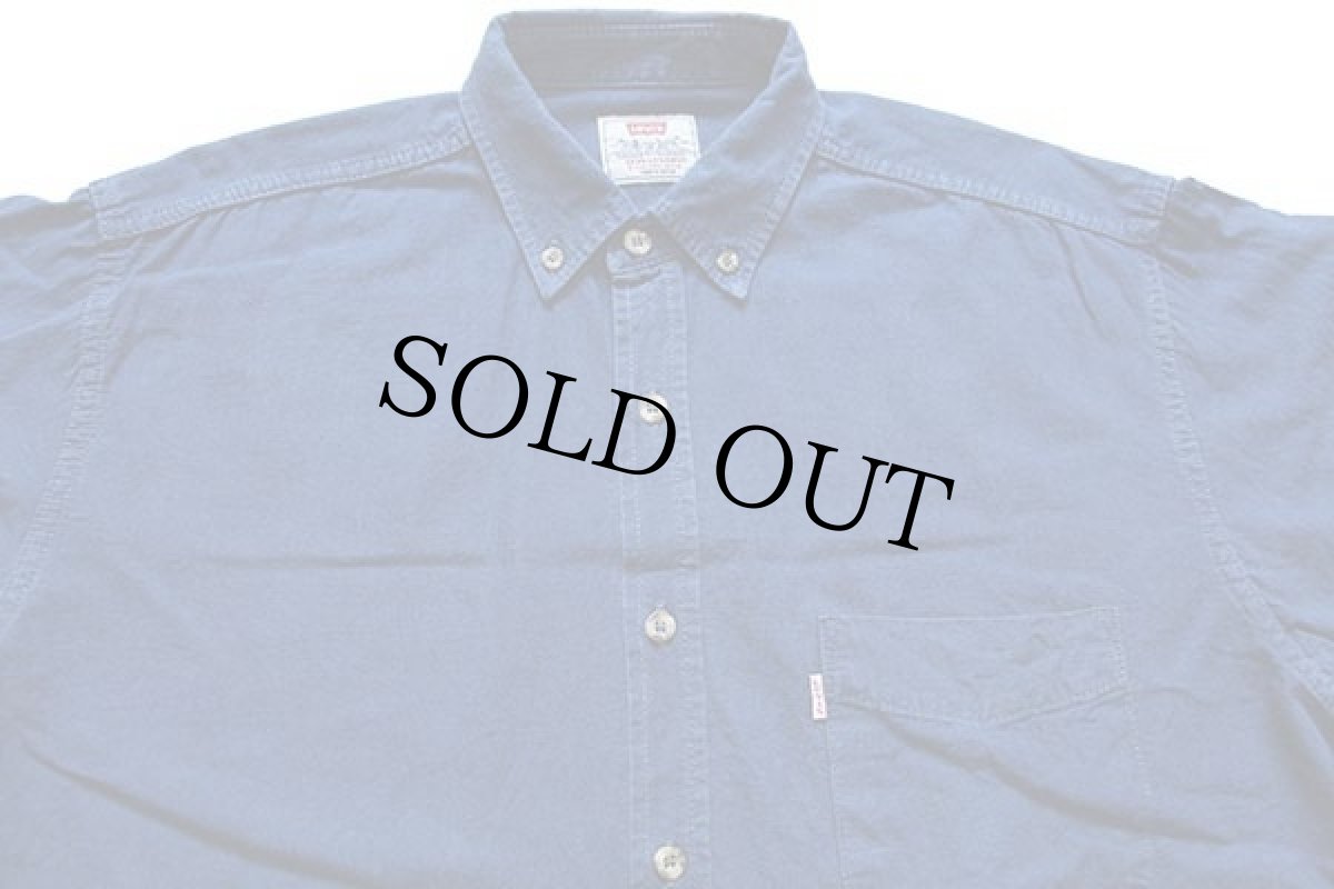 画像3: 90s Levi'sリーバイス 無地 ボタンダウン コットンシャツ インディゴ L★ユーロ (3)