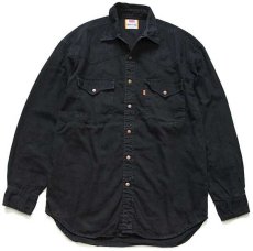 画像1: 90s Levi'sリーバイス ブラックデニム ウエスタンシャツ M★ユーロ (1)