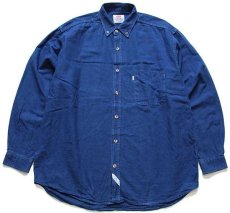 画像1: 90s Levi'sリーバイス 無地 ボタンダウン コットンシャツ インディゴ L★ユーロ (1)