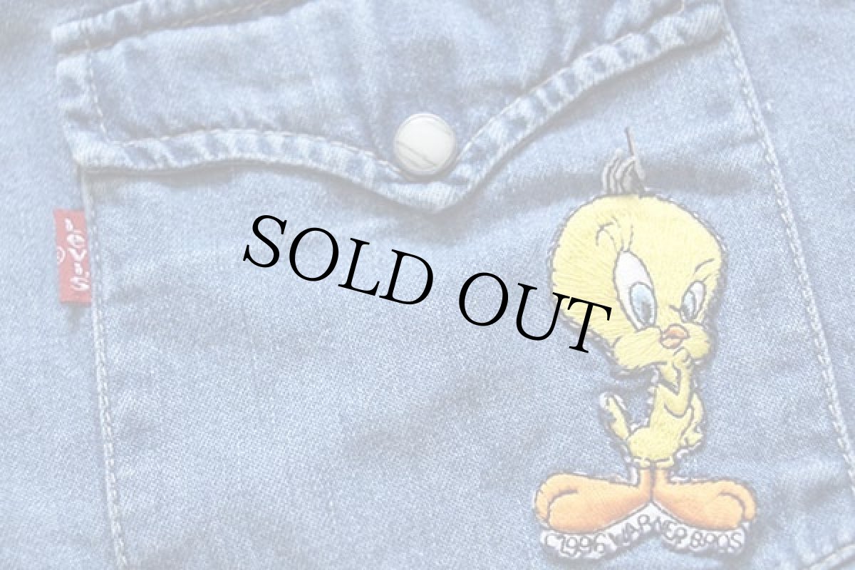 画像5: 90s ポルトガル製 Levi'sリーバイス トゥイーティー パッチ付き デニム ウエスタンシャツ S★ユーロ (5)