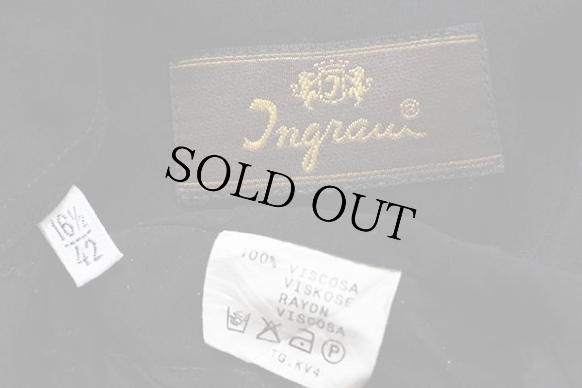 画像4: 90s Ingraw 無地 ボタンダウン レーヨンシャツ 黒 16.5 (4)