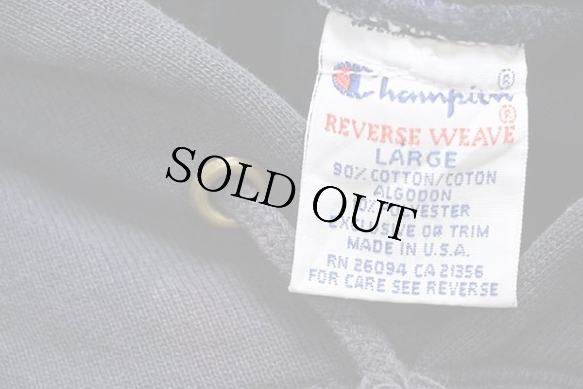 画像4: 90s USA製 Championチャンピオン ワンポイント リバースウィーブ スウェットパーカー 紺 L (4)