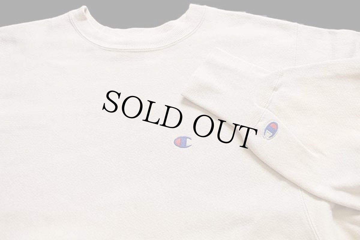 画像3: 90s USA製 Championチャンピオン ワンポイント リバースウィーブ スウェット クリーム XL (3)