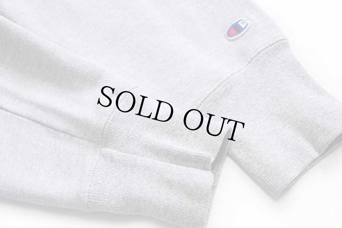 画像5: Championチャンピオン ワンポイント スクリプト ロゴ刺繍 ツートン リバースウィーブ スウェットパーカー 杢グレー×黒 L (5)