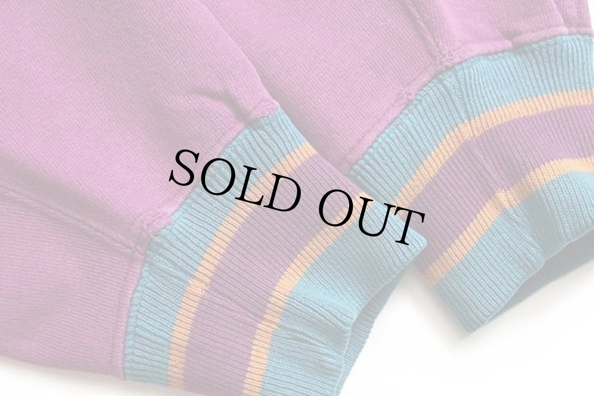 画像6: 90s USA製 Championチャンピオン ワンポイント リブライン リバースウィーブ スウェット 紫 M (6)