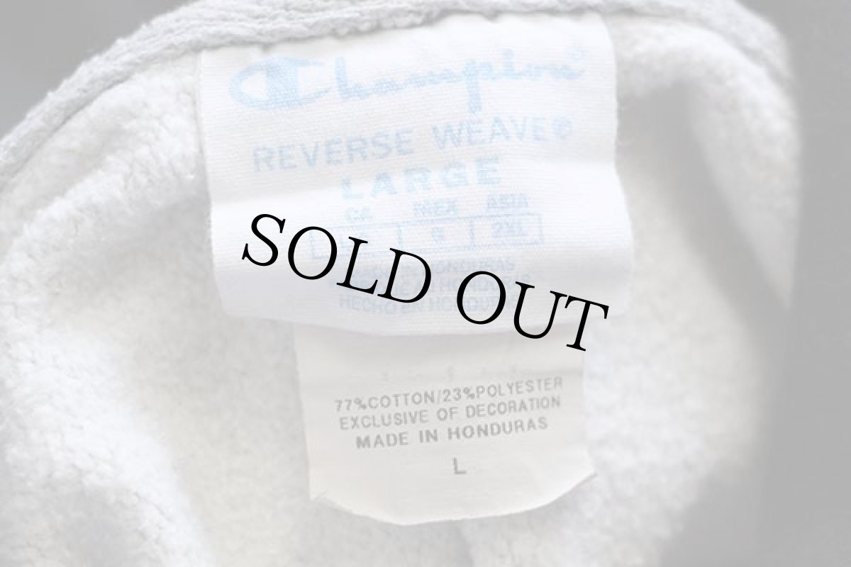 画像4: Championチャンピオン ワンポイント スクリプト ロゴ刺繍 ツートン リバースウィーブ スウェットパーカー 杢グレー×黒 L (4)