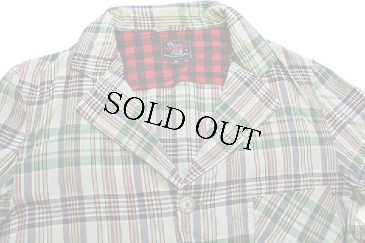 画像3: イタリア製 Woolrichウールリッチ マドラスチェック 3つボタン コットン テーラードジャケット M (3)