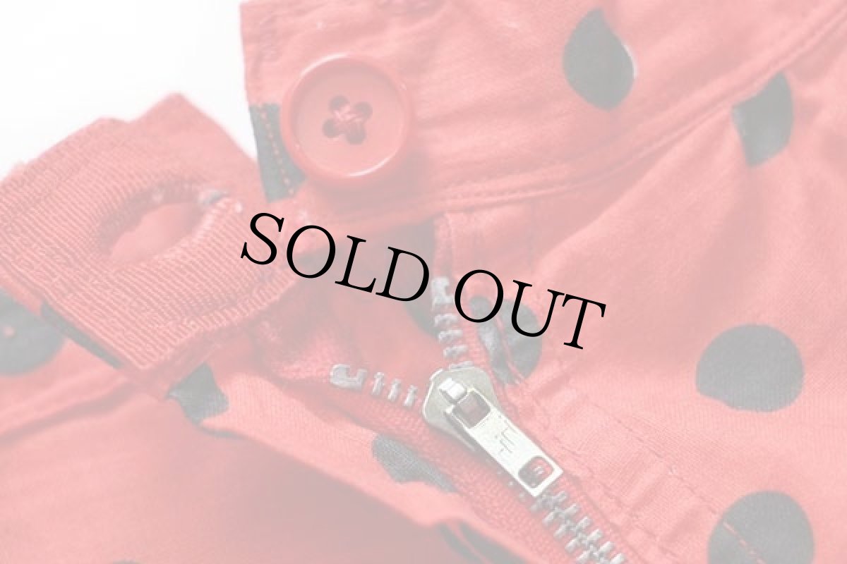 画像6: 80s ハンドメイド ドット柄 コットンパンツ 赤×黒 w31 (6)