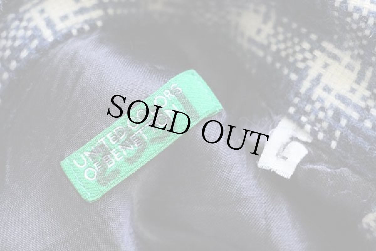 画像4: 90s BENETTONベネトン チェック フルジップ ウール混 シャツ L (4)