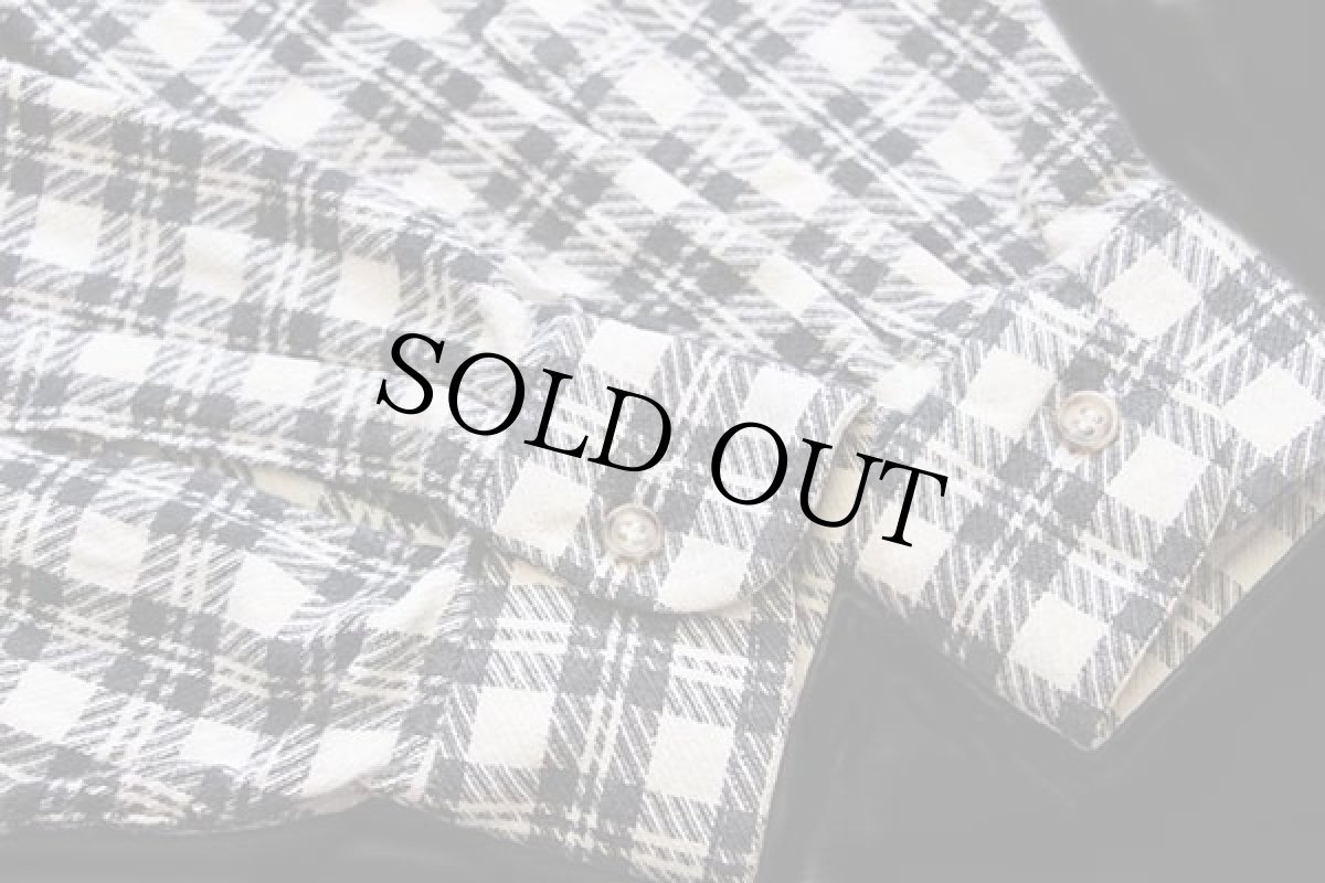 画像6: 90s Levi'sリーバイス チェック コットン フランネルシャツ オフホワイト×黒 M★ユーロ (6)