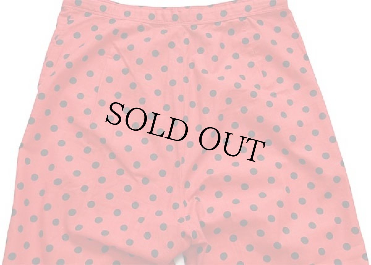 画像5: 80s ハンドメイド ドット柄 コットンパンツ 赤×黒 w31 (5)