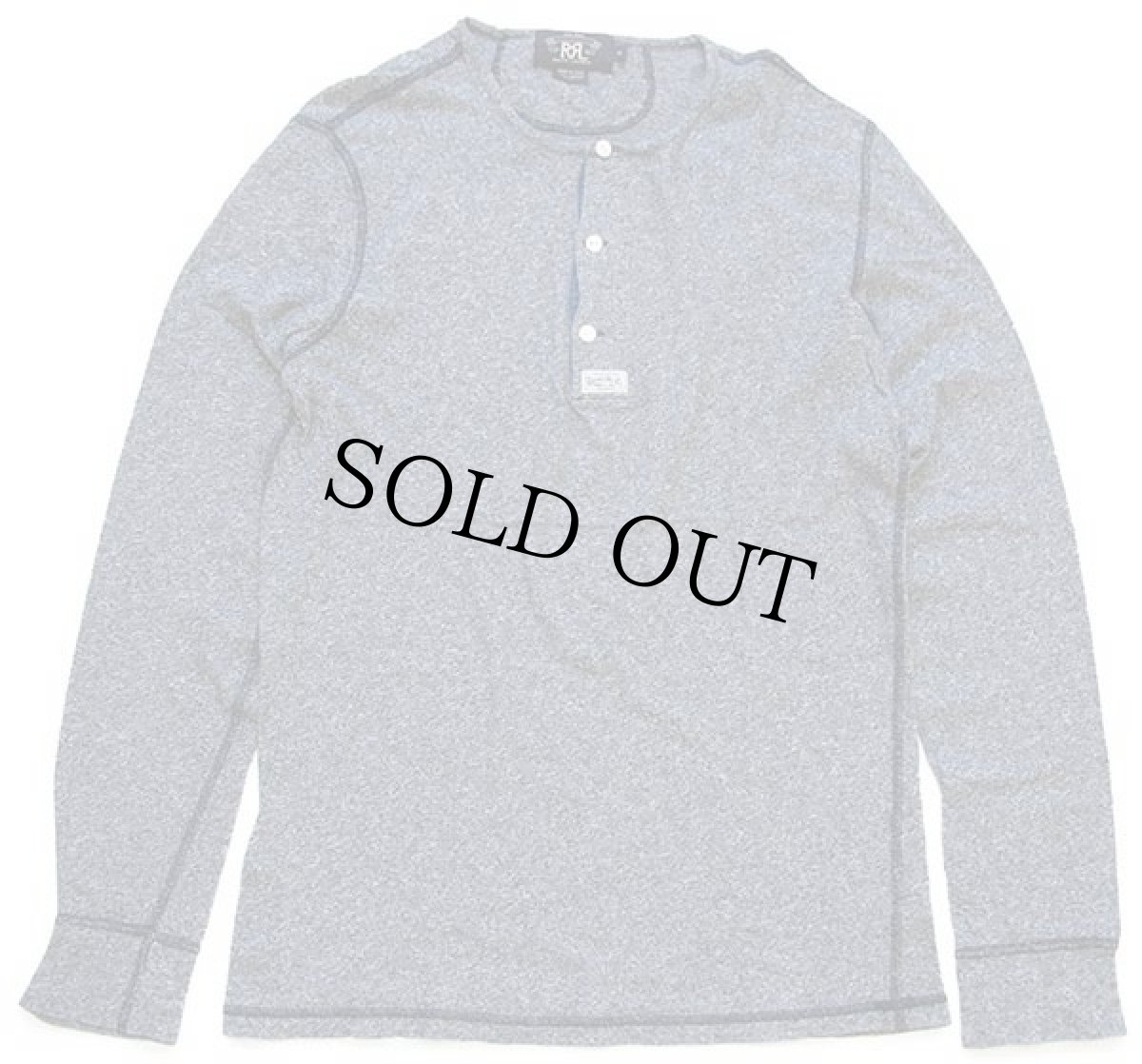 画像2: RRL ダブルアールエル ラルフローレン ヘンリーネック コットン アンダーシャツ ごま塩 M (2)